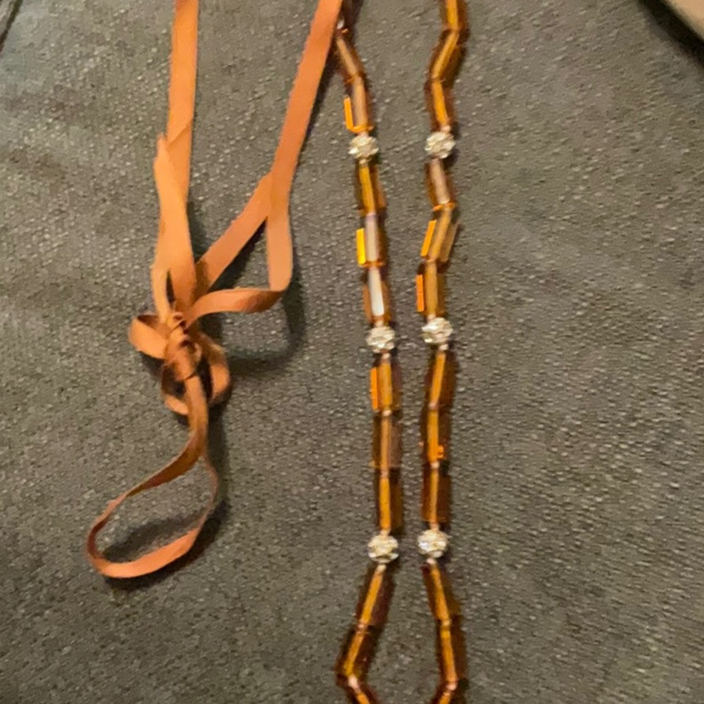 Necklace ribbon crystal balls
